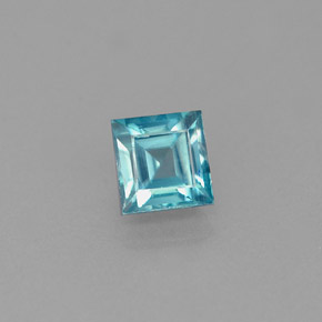 Zircão azul natural 1,26ct, quadrado, VS