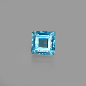 Zircão azul natural 1,02ct, quadrado, VS