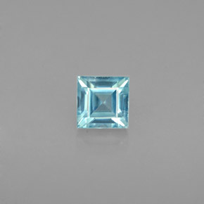 Zircão azul natural 0,84ct, quadrado, VVS-VS
