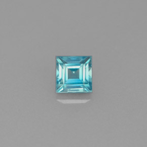 Zircão azul natural 0,73ct, quadrado, VS
