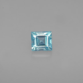 Zircão azul natural 0,70ct, quadrado, VVS-VS