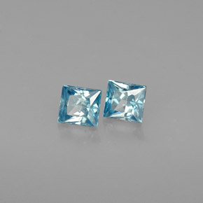 Pedras preciosas de zircão azul natural de  ct, quadrado, VVS-VS