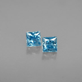 Pedras preciosas de zircão azul natural de  ct, quadrado, VVS