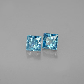 Pedras preciosas de zircão azul natural de  ct, quadrado, VVS