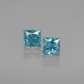 Pedras preciosas de zircão azul natural de  ct, quadrado, VS