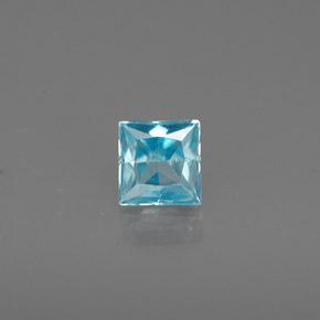 Zircão azul natural 0,38ct, quadrado, VS