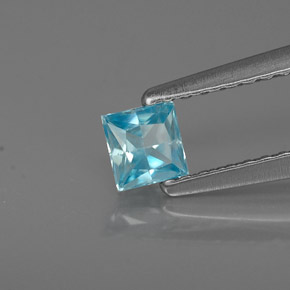 Zircão azul natural 0,38ct, quadrado, VS