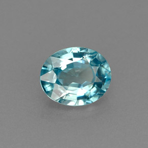 Zircão azul natural 1,00ct, corte oval, VVS