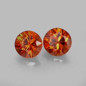 Pedras preciosas de zircão laranja natural de  ct, corte redondo, VVS-VS