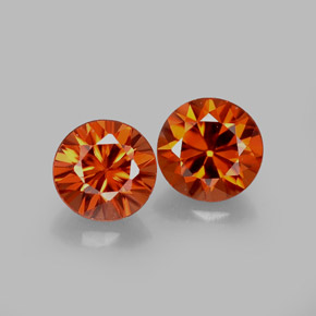 Pedras preciosas de zircão laranja natural de  ct, corte redondo, VVS-VS