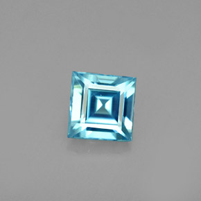 Zircão azul natural 0,79ct, quadrado, VVS-VS