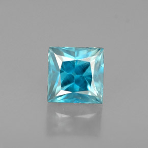 Zircão azul natural 0,72ct, quadrado, VS