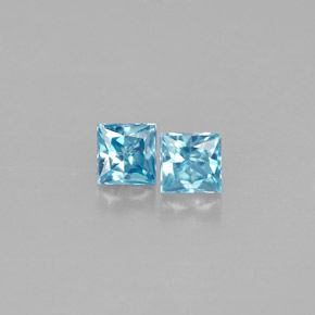 Pedras preciosas de zircão azul natural de  ct, quadrado, VVS