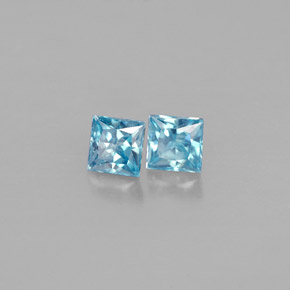 Pedras preciosas de zircão azul natural de  ct, quadrado, VVS