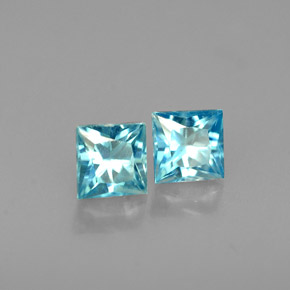 Pedras preciosas de zircão azul natural de  ct, quadrado, VVS-VS