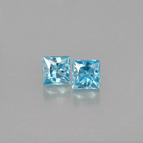 Pedras preciosas de zircão azul natural de  ct, quadrado, VVS-VS