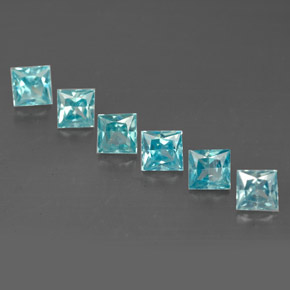 Pedras preciosas de zircão azul natural de  ct, quadrado, VVS