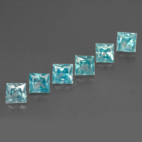 Pedras preciosas de zircão azul natural de  ct, quadrado, VVS