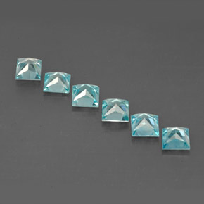 Pedras preciosas de zircão azul natural de  ct, quadrado, VVS
