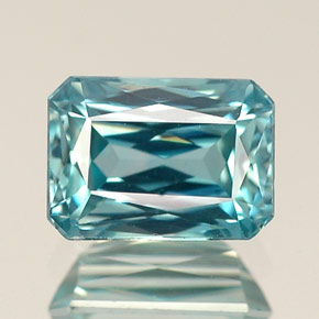 Zircão azul natural 1,57ct, corte esmeralda, VVS