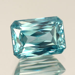 Zircão azul natural 1,57ct, corte esmeralda, VVS