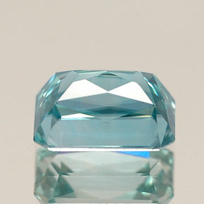 Zircão azul natural 1,57ct, corte esmeralda, VVS