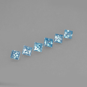 Pedras preciosas de zircão azul natural de  ct, quadrado, VVS-VS