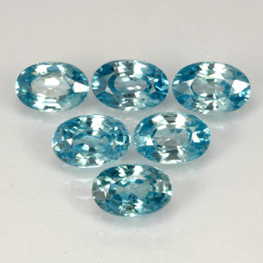 Pedras preciosas de zircão azul natural de  ct, corte oval, VVS-VS