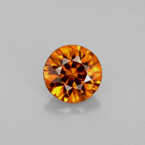 Zircão laranja natural 0,91ct, corte redondo, VVS-VS