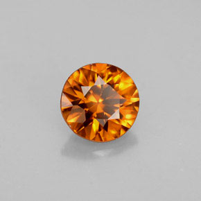Zircão laranja natural 0,91ct, corte redondo, VVS-VS