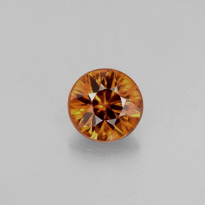 Zircão laranja natural 0,99ct, corte redondo, VVS