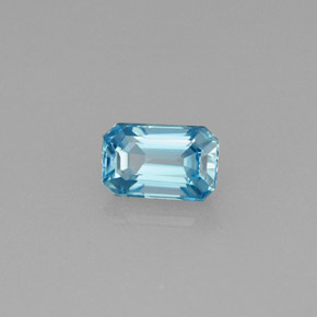 Zircão Azul Natural 0.94ct, Corte Esmeralda, VVS