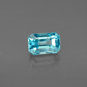 Zircão azul natural 1,22ct, corte esmeralda, VS