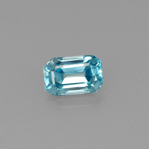 Zircão azul natural 0,97ct, corte esmeralda, VVS
