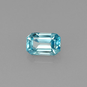 Zircão azul natural 0,97ct, corte esmeralda, VVS