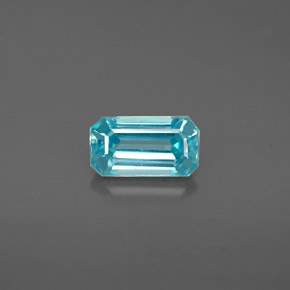 Zircão azul natural 0,88ct, corte esmeralda, VVS