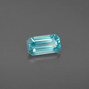 Zircão azul natural 0,88ct, corte esmeralda, VVS