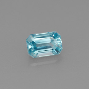 Zircão azul natural 1,11ct, corte esmeralda, VVS