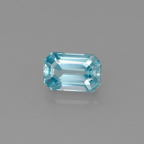 Zircão azul natural 1,11ct, corte esmeralda, VVS