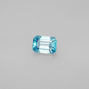 Zircão azul natural 1,02ct, corte esmeralda, VVS