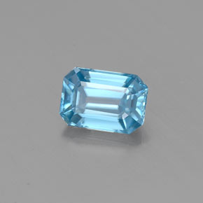 Zircão azul natural 0,86ct, corte esmeralda, VVS