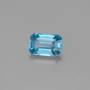 Zircão azul natural 0,78ct, corte esmeralda, VVS