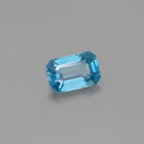 Zircão azul natural 0,78ct, corte esmeralda, VVS