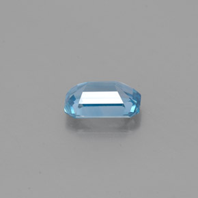 Zircão azul natural 0,78ct, corte esmeralda, VVS