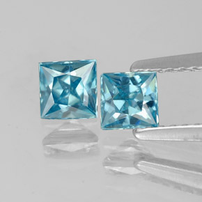 Pedras preciosas de zircão azul natural de  ct, quadrado, VVS-VS