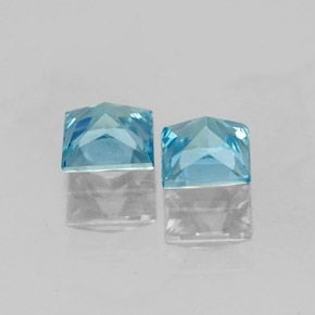 Pedras preciosas de zircão azul natural de  ct, quadrado, VVS-VS