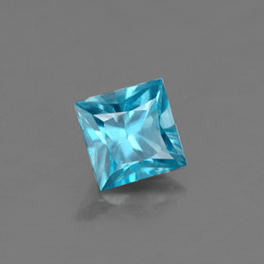 Zircão azul natural 0,58ct, quadrado, VS