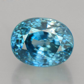 Zircão azul natural 5,80ct, corte oval, VVS-VS