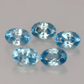Pedras preciosas de zircão azul natural de  ct, corte oval, VVS