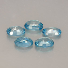 Pedras preciosas de zircão azul natural de  ct, corte oval, VVS